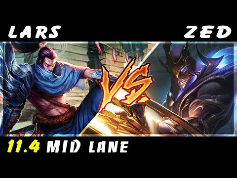Lars Quadrakill - Yasuo vs Zed MID Patch 11.4 - Yasuo Gameplay