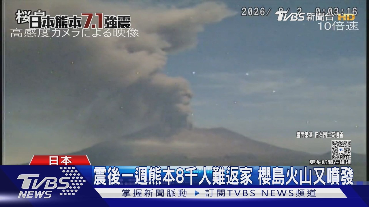 影音/震後一週高溫+斷水!熊本8千人無法回家 櫻島火山又噴發