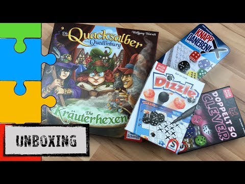 #Unboxing - Schmidt Spiele (Doppelt so clever/ Quacksalber Kräuterhexen/ Dizzle/ Knapp daneben)