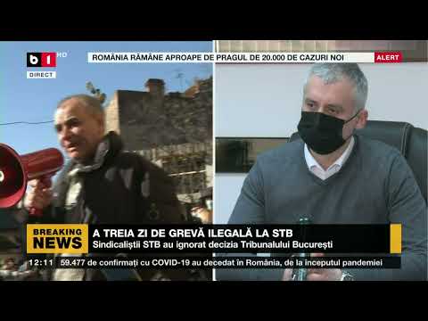ȘTIRI B1 ORA 12.00 CU LUIZA CERGAN- GREVA STB - UN AUTOBUZ IEȘIT PE TRASEU, ATACAT