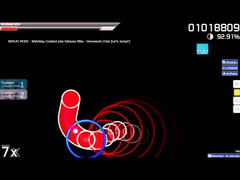 Cookiezi playing Hatsune Miku - Homework Crisis [Let's Jump!!] + DT