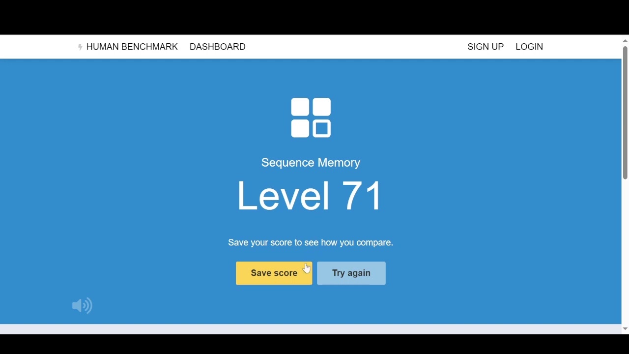 Human Benchmark 100% Sequence Memory (no external help)