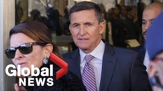 Protesters shout 'lock him up' as Michael Flynn leaves court after judge delays sentencing