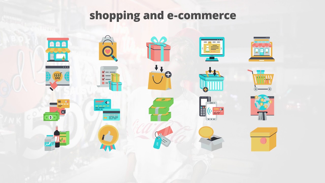 Shoping And Ecommerce - Flat Animation Icons After Effects Template