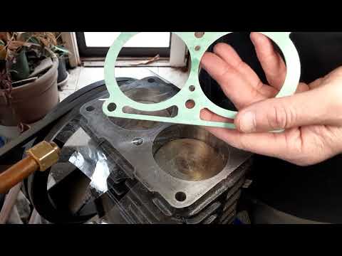 Campbell Hausfeld air compressor repair, no pressure, head gasket replacement, 2-cylinder