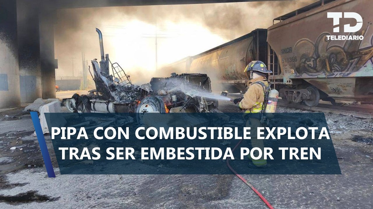 Tren choca contra pipa de combustible en Querétaro y explota; así fue el momento exacto