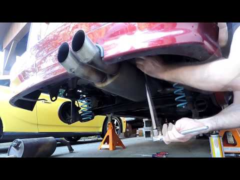Scion xB remove loud exhaust, install OEM muffler