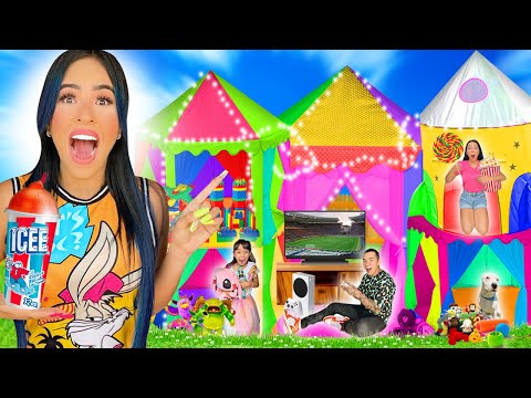 24 HOURS IN THE GIANT BLANKET MANSION 🤩🏠 IT'S 3 FLOORS! Karla Bustillos