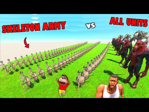 SKELETON ARMY vs ALL UNITS in Animal Revolt Battle Simulator with SHINCHAN and CHOP