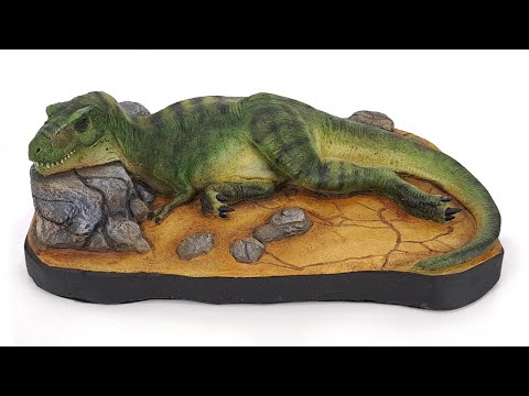 T-Rex schlafend, grün, Dinosaurier Modell von Galileo Hernandez