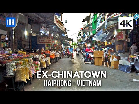Haiphong, Vietnã - ex-Chinatown - Đổ Market Old Quarter - passeio a pé em 4K