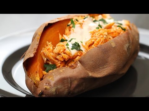Buffalo Chicken Sweet Potatoes