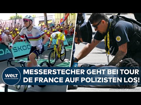 SCHOCK BEI DER TOUR DE FRANCE: Messerstecher geht bei Etappen-Ziel auf Polizei und Zuschauer los!