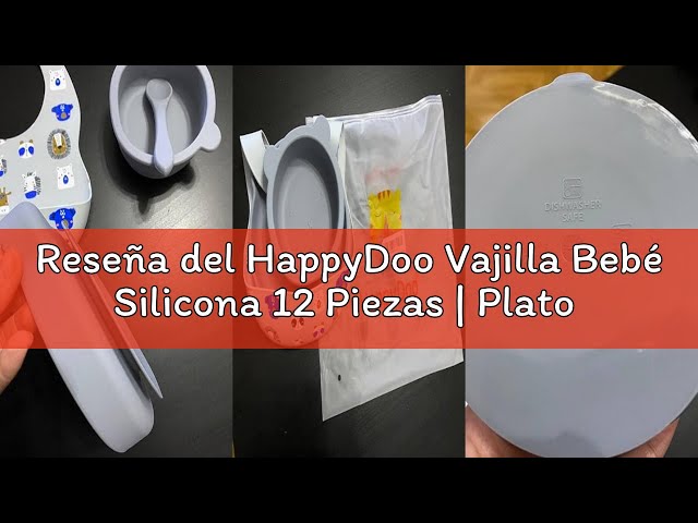 Vídeo relacionado con Delven Vajilla Bebe Silicona 8 Piezas Plato con Ventosa Cuenco Babero Cuchara Tenedor Tazas Tapa Cepillo de Pajitas Cubiertos Set para Niño Infantil,Antideslizante Apto para Lavavajillas,Azul Claro