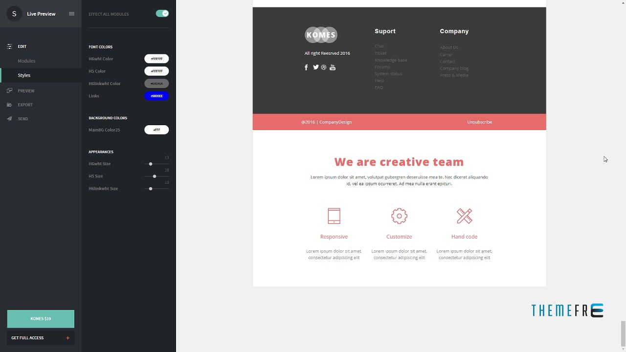Komes - Multipurpose Responsive Email Template + Stampready Builder