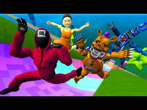 SQUID GAME VS FNaF Gmod Ragdolls (Five Nights at Freddy's Animatronics)