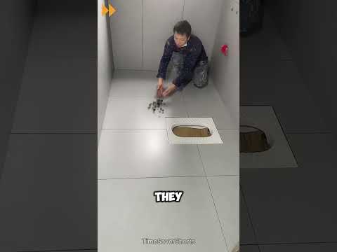 Bathroom Tile Test with Marbles in Japan