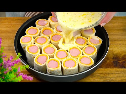 Just pour an egg into a tortilla with sausages and breakfast is ready. tortilla recipe