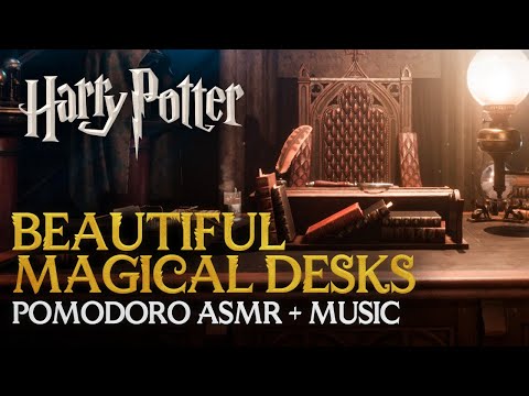 Study Session: MAGICAL DESKS TO BOOST YOUR PRODUCTIVITY 🪶 Harry Potter Pomodoro + ASMR + Music Timer