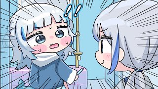 【手描き】隠れてお風呂でメイクしてるところをママに見られ笑われてしまうぐらちゃん【がうるぐら/ホロライブ切り抜き】【切り抜き漫画】
