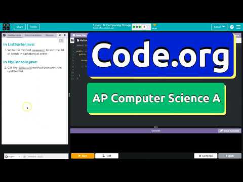 Code.org Lesson 8.4A Sort a List Comparing Strings | Tutorial with Answers | CSA Unit 6 (2022)