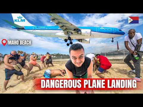 Jet Blast & Plane Spotting @ World Famous Dangerous Plane Landing Beach | Maho Beach, Saint Martin 