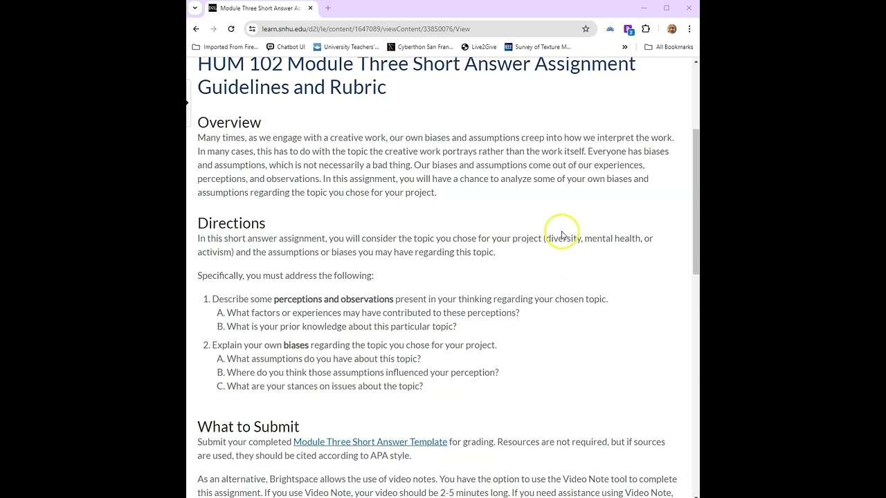 SNHU HUM 102 Module 3 Assignment