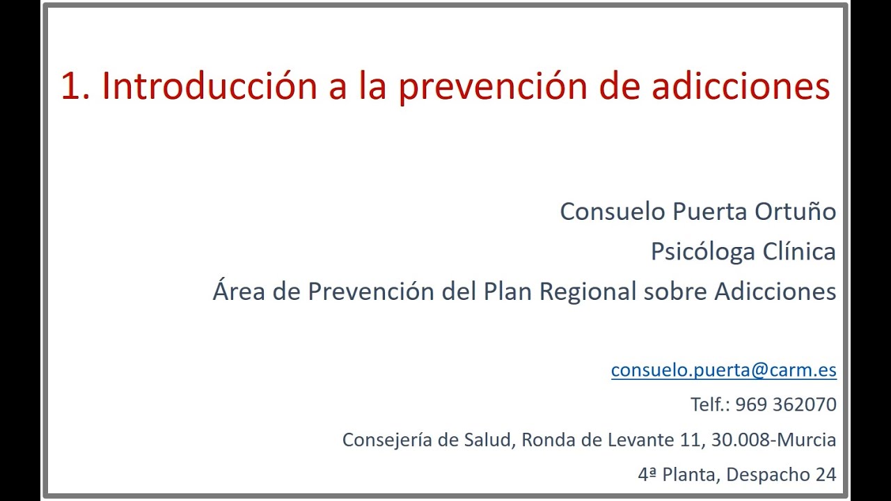 SESIÓN FORMATIVA: “INTRODUCCIÓN A LA PREVENCIÓN DE ADICCIONES”