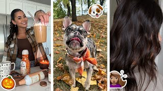 Fall Vibes: My Makeup Routine, Cozy Coffee Drinks, Hair Transformation & Creamy Pasta Recipe!