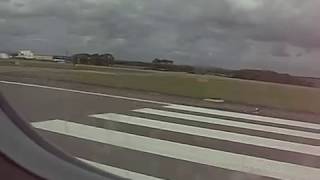preview picture of video 'FlyBE taking off, Cardiff Airport, Cardiff, Wales, United Kingdom, Europe'