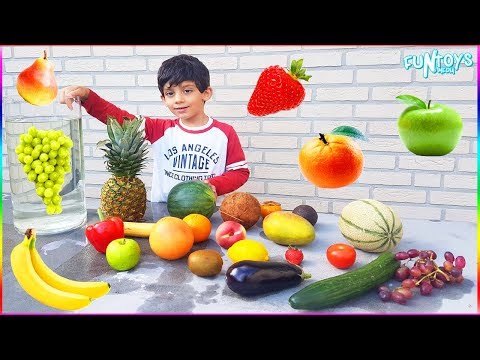 Float or Sink Challenge for Kids with Fruits and Vegetables!