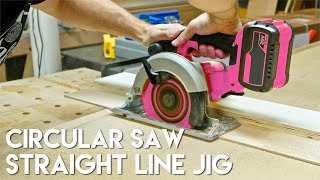 Straight Cuts With A Circular Saw - Straight Line Jig | Woodworking Quick Tips