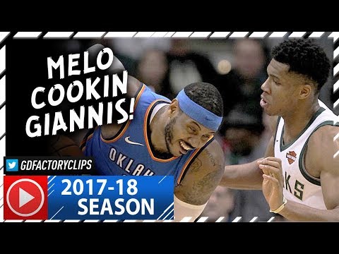 Carmelo Anthony vs Giannis Antetokounmpo Duel Highlights (2017.10.31) - Hoodie Melo vs Greek Freak!