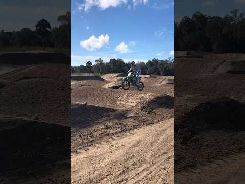 DAY 1 HITTING WHOOPS 🔥 #rm382 #motocross #supercross #athlete #kawasaki #dirtbike #whoops #fast