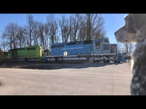 Train Crosses Over Abandoned Road With The New Locomotives, 1935 Railway Bridge. Cincinnati Eastern