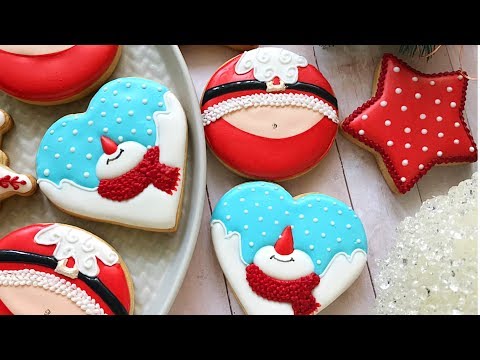 Snowman and Santa (Santa's belly) Cookies 🎅🏻