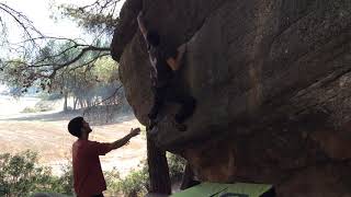 Video thumbnail of Problem 18 (Les Bessones), 7b. Salvanebleau