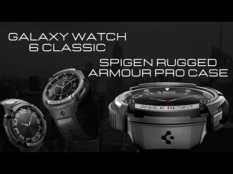Galaxy Watch 6 Classic 47mm Spigen Rugged Armour Pro Case with Strap (Black)