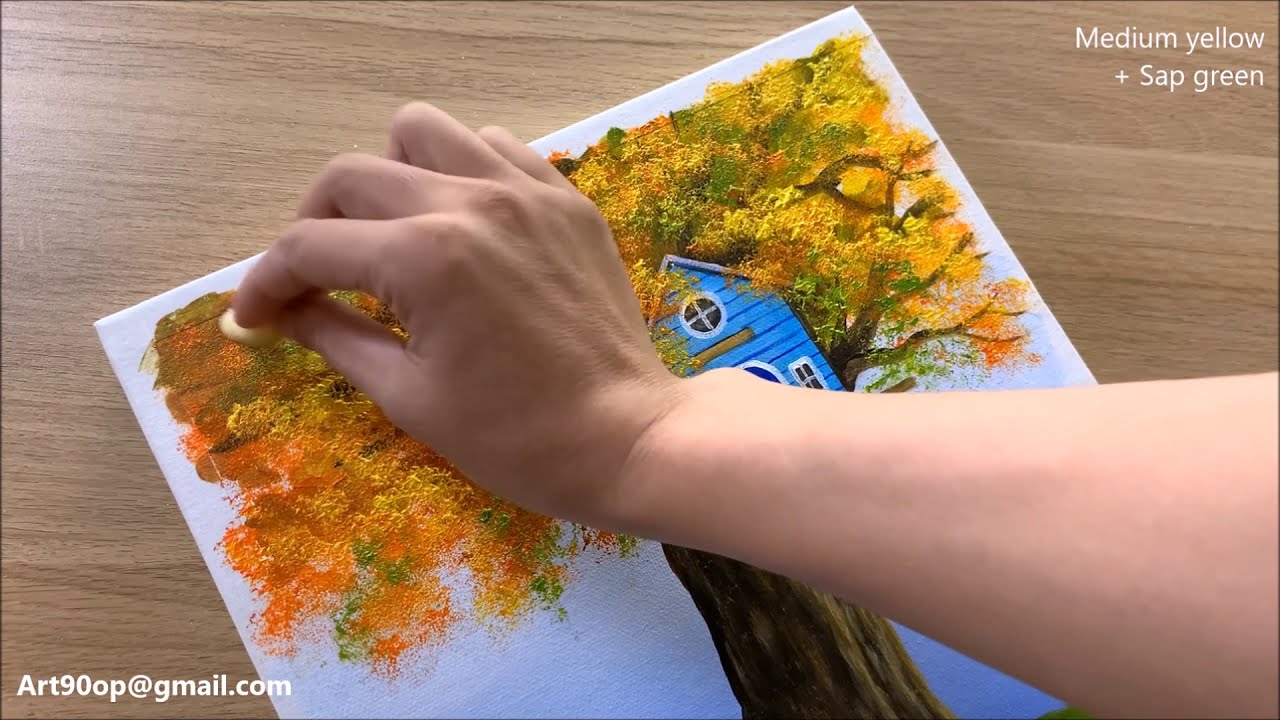 acrylic painting of a house on a tree tutorials by acrylic painting techniques