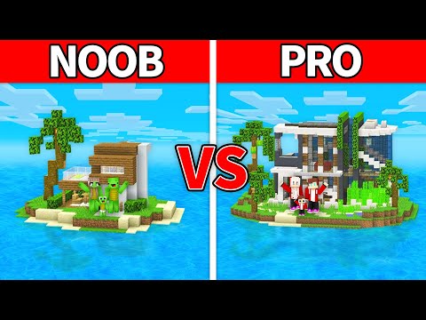 EPIC Minecraft Island House Build Challenge - NOOB vs PRO