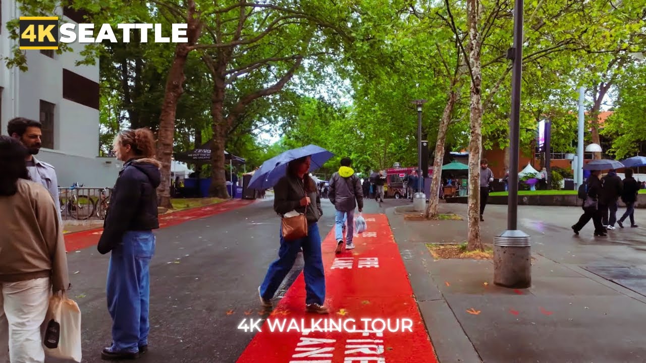 [4k] SEATTLE Rain Walk - Lower Queen Anne - Folklife Festival
