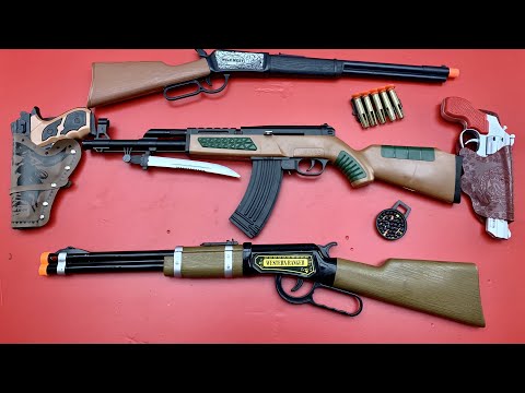 3 Realistic Toy Rifles ! Police Cap Gun and Cowboy Pistol !