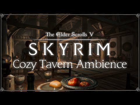 Escaping the Cold | Cozy Skyrim Tavern & Inn Ambience with Snow Storm Ambience and Music