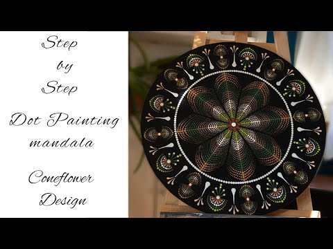 How to Create a Step by Step Dot Painting Mandala Tutorial | 3D Coneflower Design