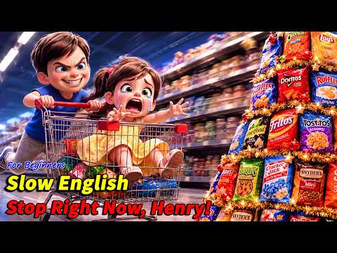 😱 CRAZIEST SUPERMARKET RIDE EVER! Henry Couldn't Stop Breaking Rules! | Slow English Listening (A2)