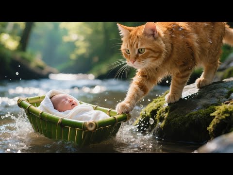 Brave Mama Cat and Tiny Kitten Rescue a Baby Drifting Down the River | Cat Videos | Kucing Cute Cat