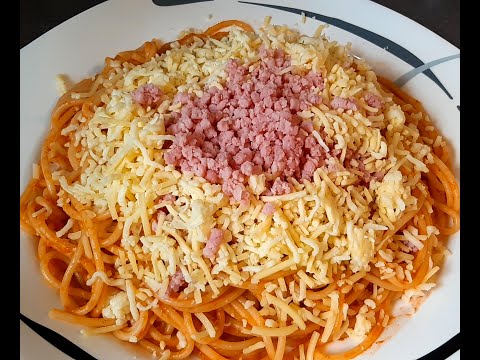 Espaguetis a lo Cubano de Jamón,Queso y Salsa Vitanova