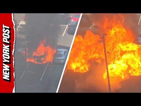 Car explodes into ball of flames in Arlington, Virginia | New York Post