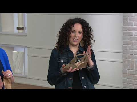 Earth Suede Peep-Toe Wedge Sandals - Curvet on QVC