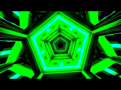💚 4K Screensaver – Green Neon Pentagonal Tunnel | Futuristic Loop (No Sound)